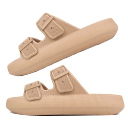 Premium Justerbara Cloud Tofflor KHAKI – mjuka & stötdämpande