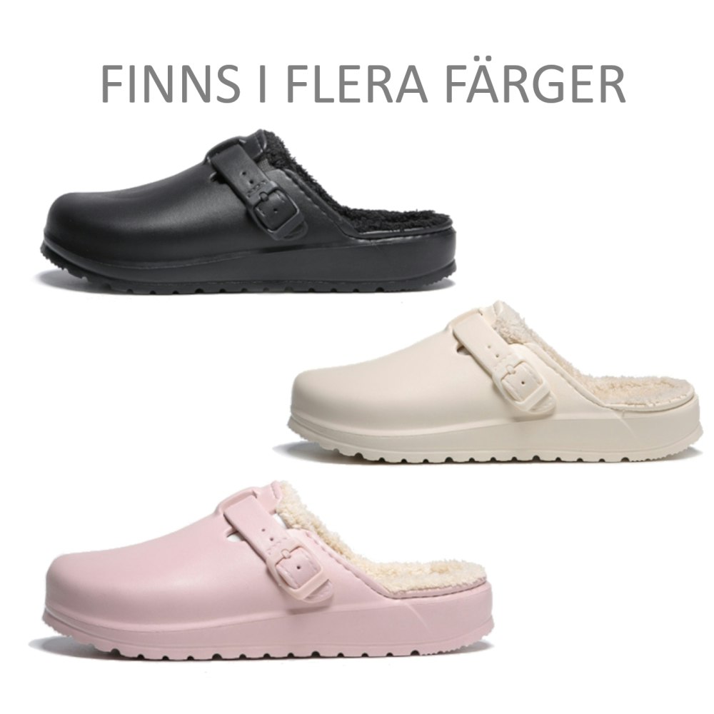 Premium fodrade justerbara cloud tofflor SVART