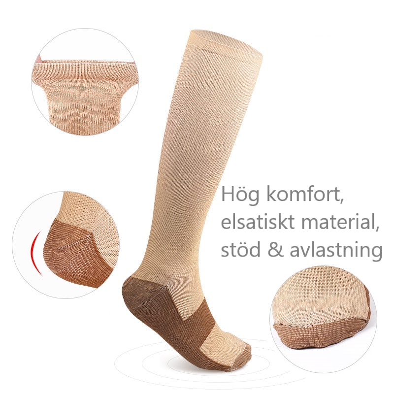 Stödstrumpor Komfort, Klass 1, 15-21mmHg SVART/BRUN