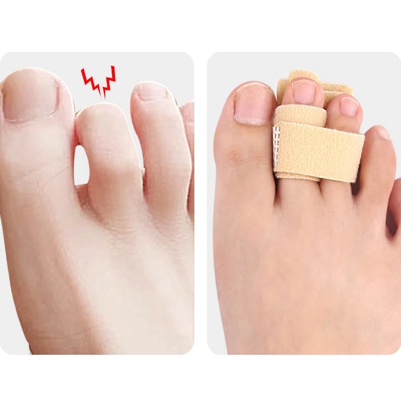 Hammartå stabiliserande band med stöd