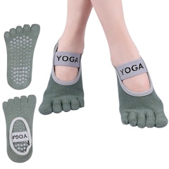 Tåstrumpor med halkskydd YOGA, GRÖN