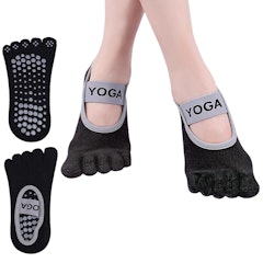 Tåstrumpor med halkskydd YOGA, SVART