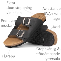 Biosandaler HERR fotriktig korksula, SVART