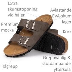 Biosandaler HERR fotriktig korksula, GRÅ