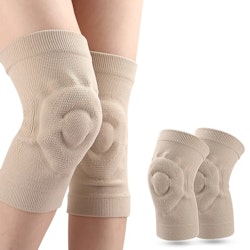 Knäskydd med silikonring & glidstopp 2st BEIGE