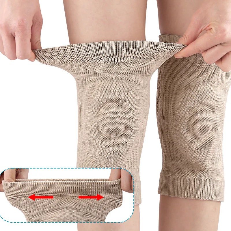Knäskydd med silikonring & glidstopp 2st BEIGE