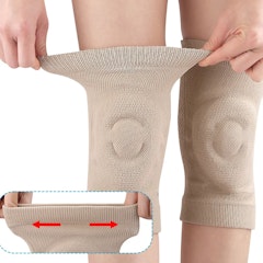 Knäskydd med silikonring & glidstopp 2st BEIGE