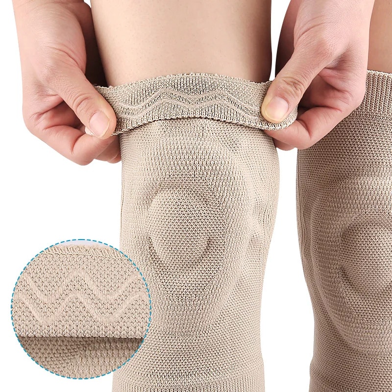 Knäskydd med silikonring & glidstopp 2st BEIGE
