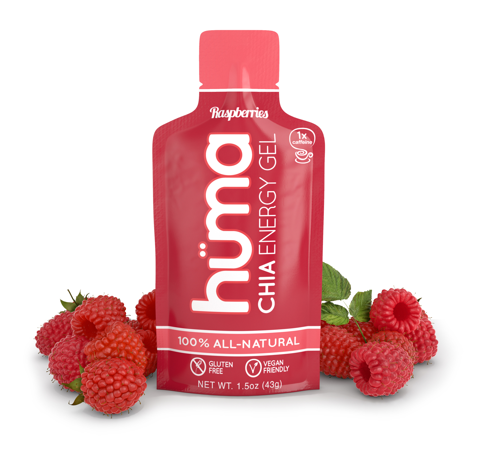 Huma Gel - Raspberries (koffein) - 4-pack