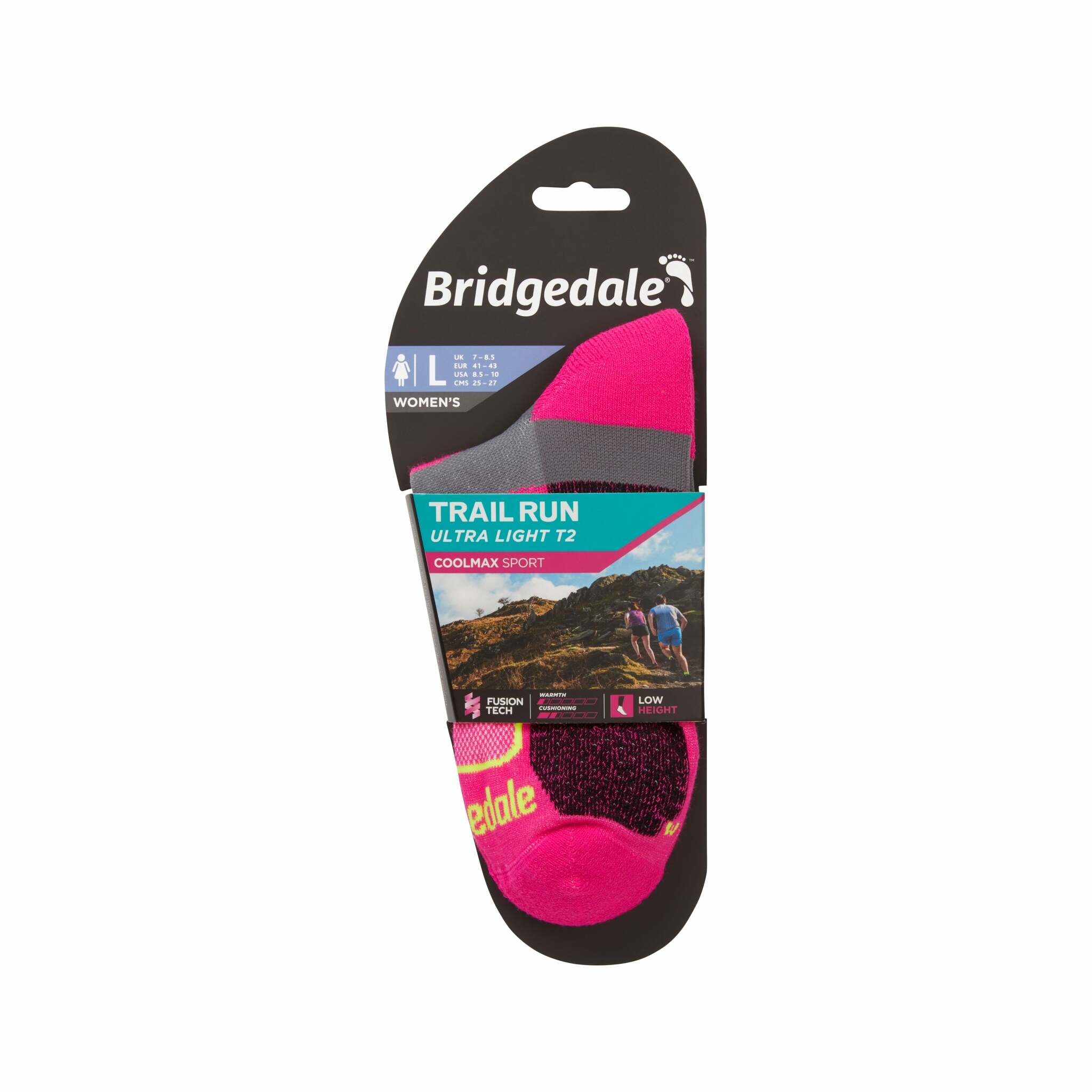 Bridgedale Trail Run Ultra Light T2 Coolmax Sport Low (Dam) - Shade Pink