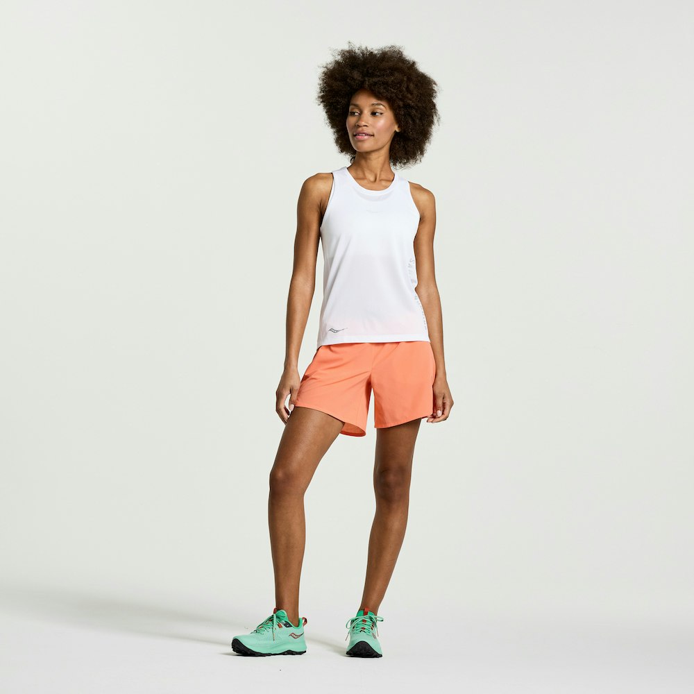 Saucony Stopwatch  Graphic Singlet (Dam) - White Graphic