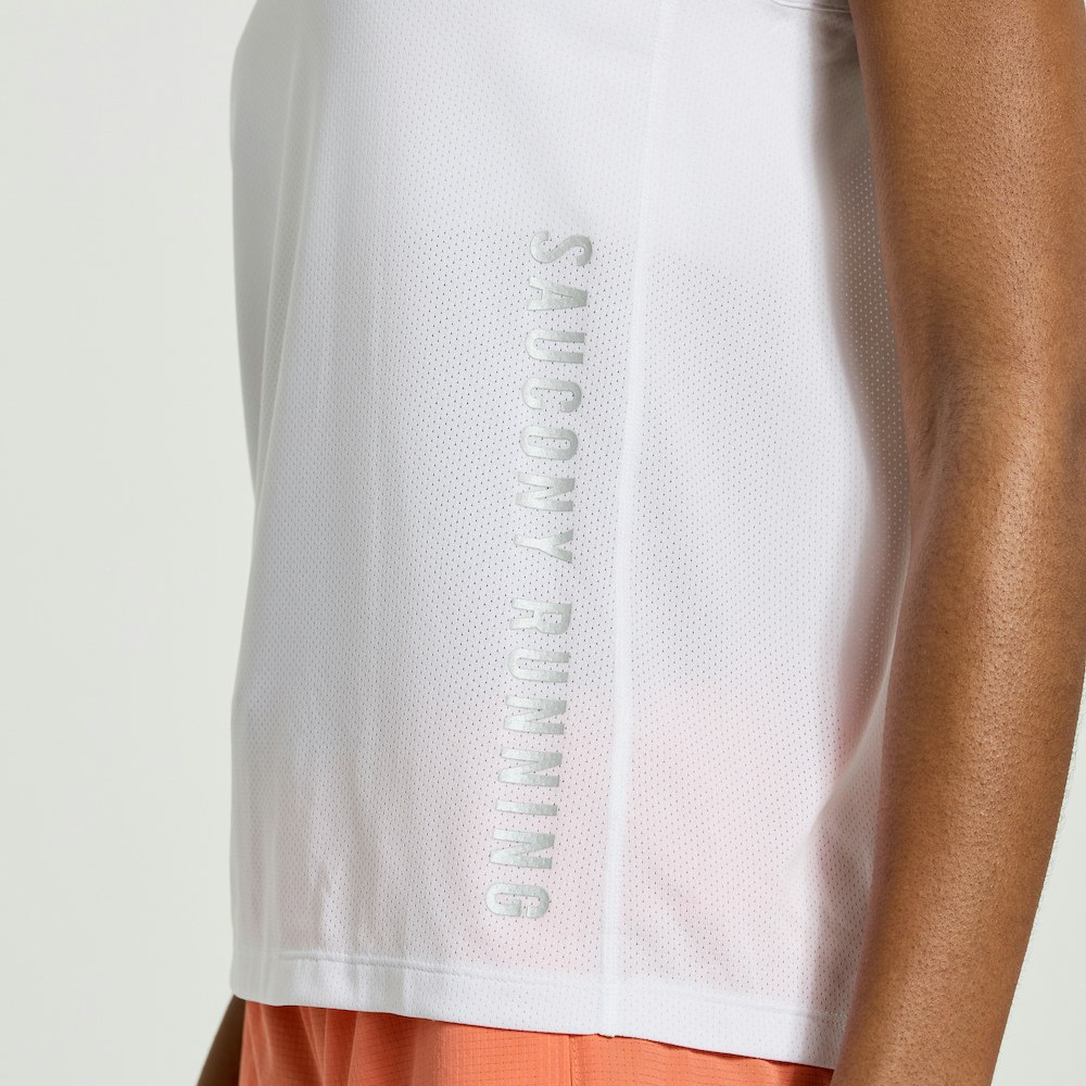 Saucony Stopwatch  Graphic Singlet (Dam) - White Graphic