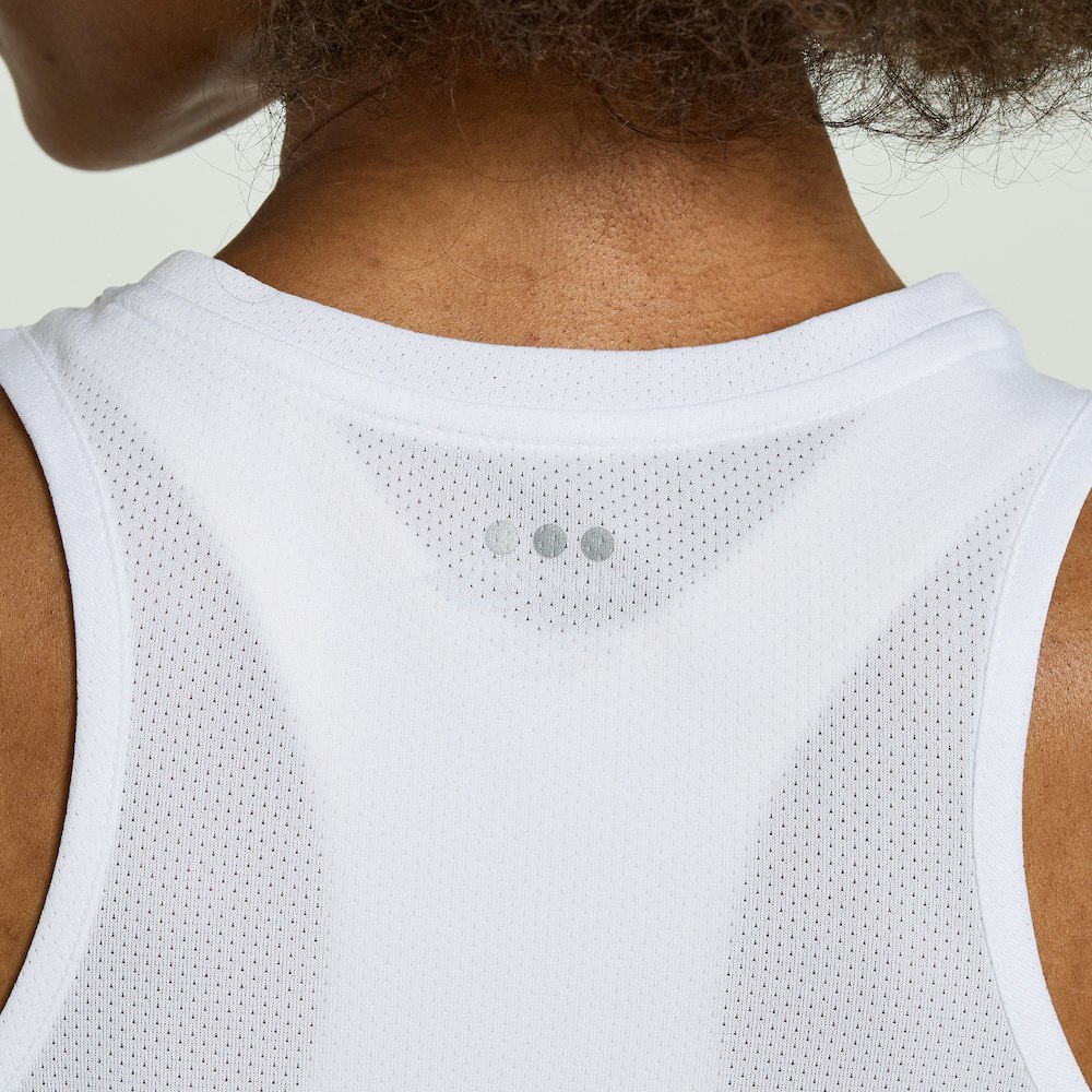 Saucony Stopwatch  Graphic Singlet (Dam) - White Graphic