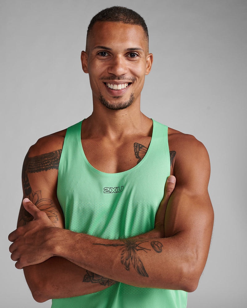 2XU Light Speed Tech Singlet - Spring Green/Black (Herr)