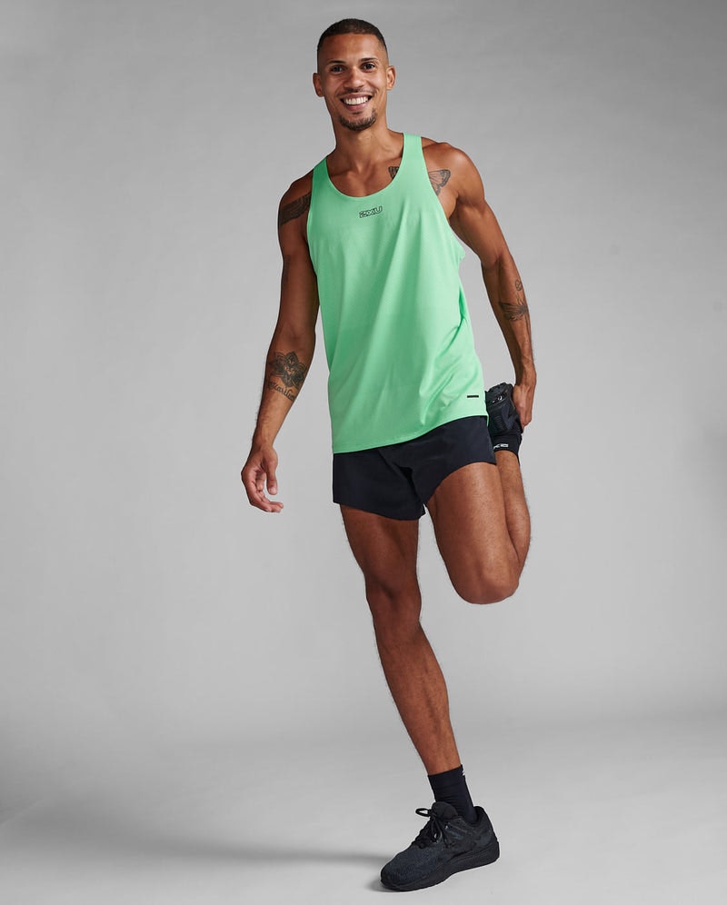 2XU Light Speed Tech Singlet - Spring Green/Black (Herr)