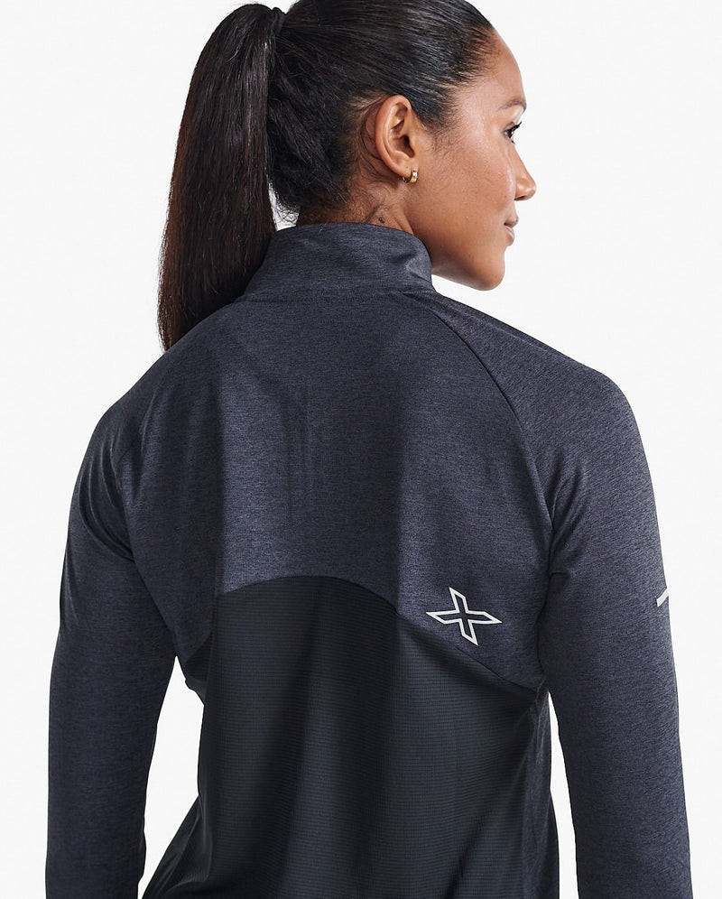 2XU Aero 1/2 Zip (Dam) - Black/Silver Reflective