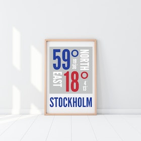STOCKHOLM KOORDINATTAVLA - KOORDINATAFFISCH - LATITUDPOSTER