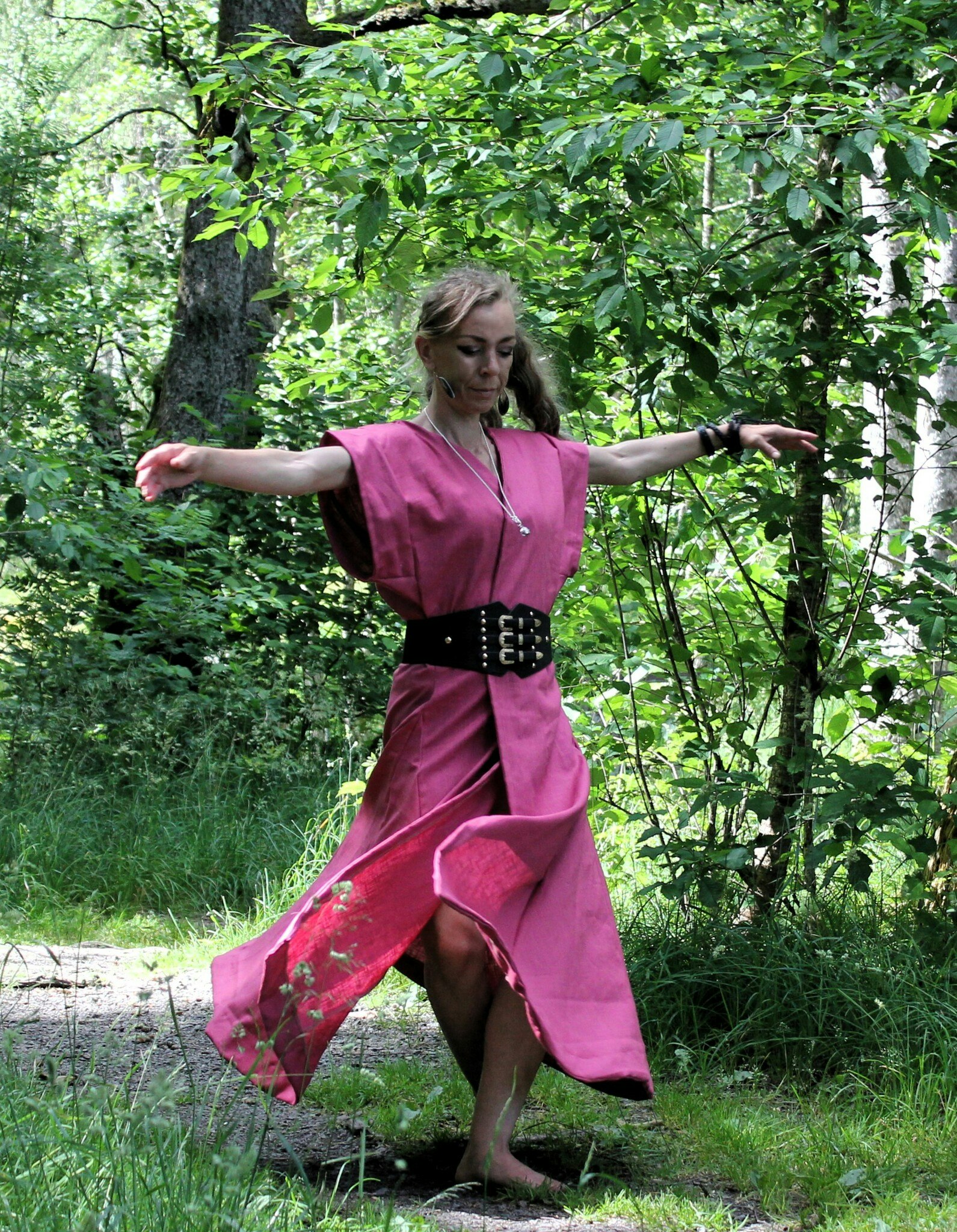 Gul viking klänning i Linne