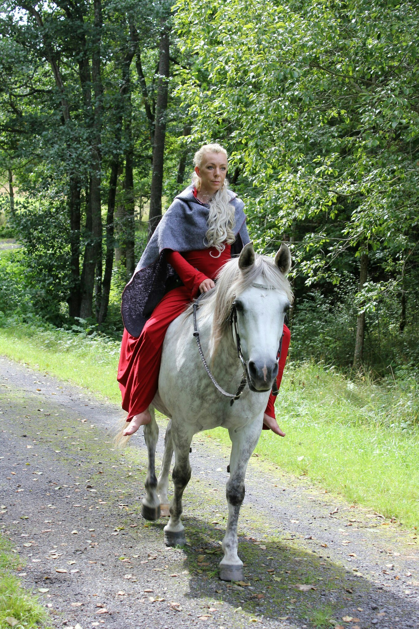 grå ull cape, viking on horse