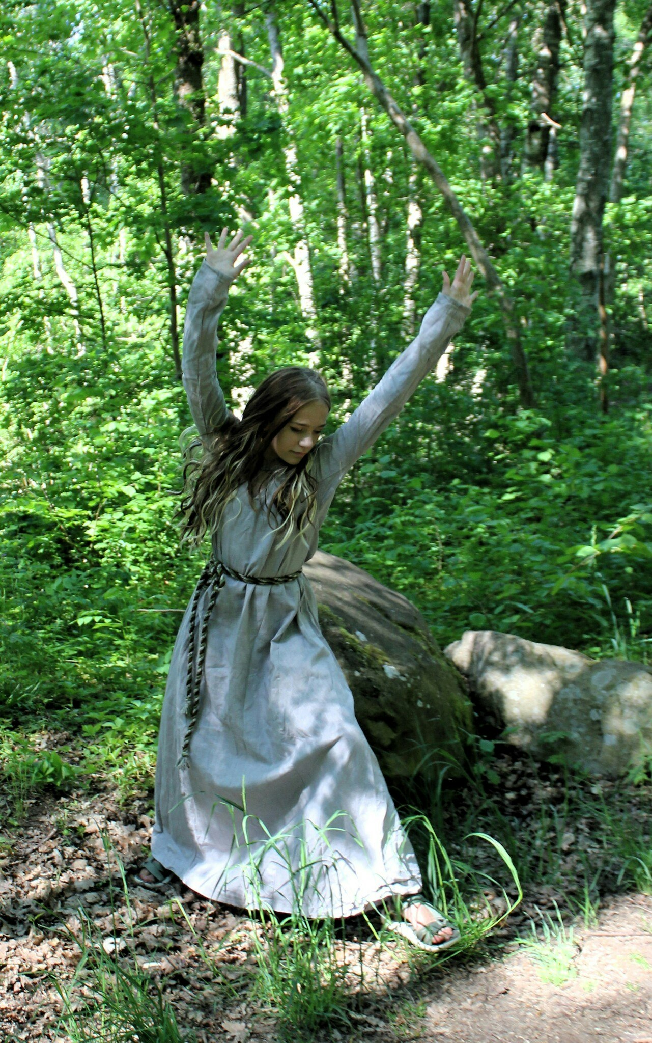 Barn viking klänning grå child viking dress