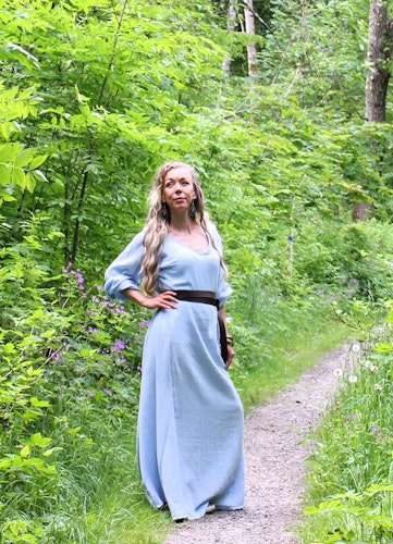 Blå viking klänning havet i Bomull