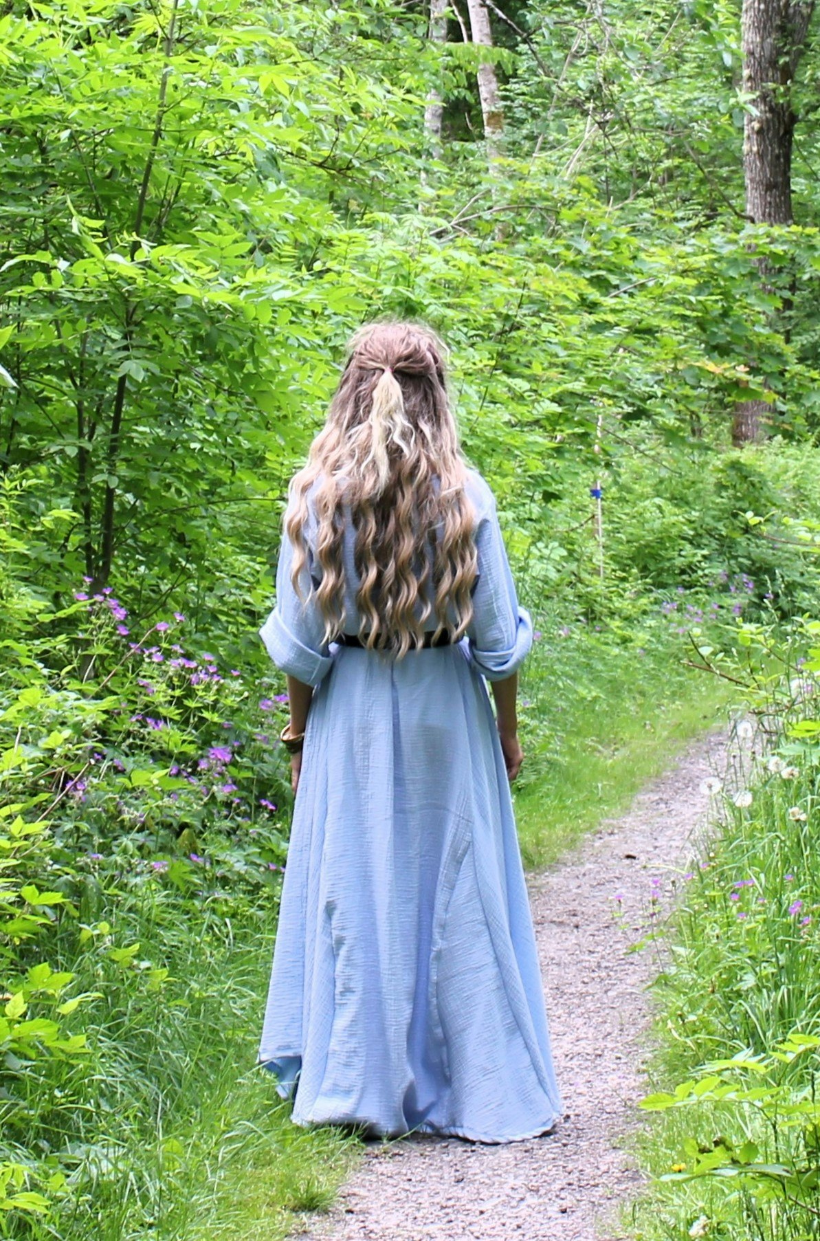 Blå viking klänning havet i Bomull