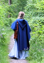 Blå 100%  Ull Cape för Vikingar