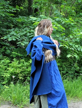 Blå 100%  Ull Cape för Vikingar