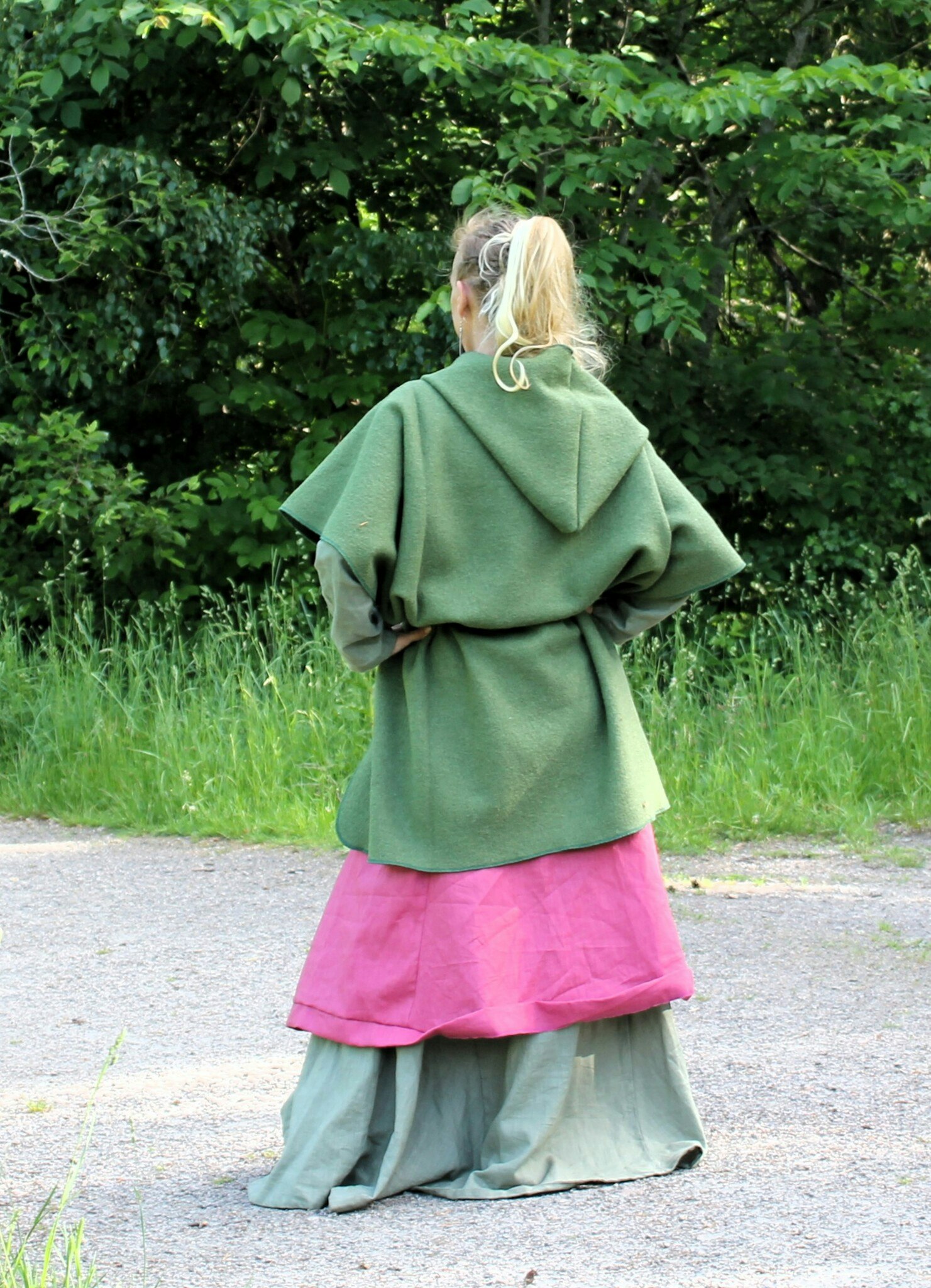 Grön 100%  Ull Cape