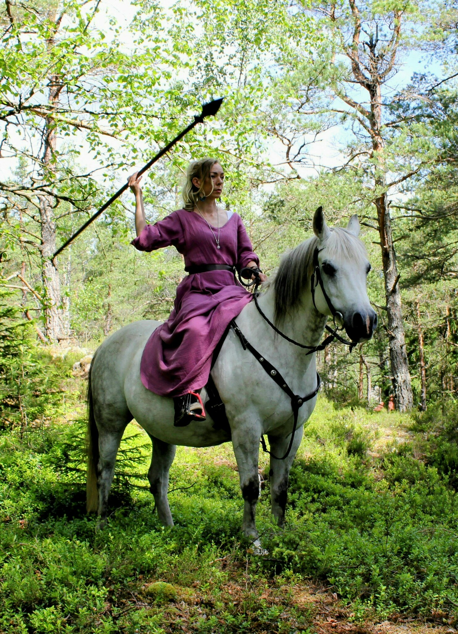 Rosa viking klänning Hallon i Bomull