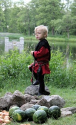 Röd Barn Viking Skjorta i Linne