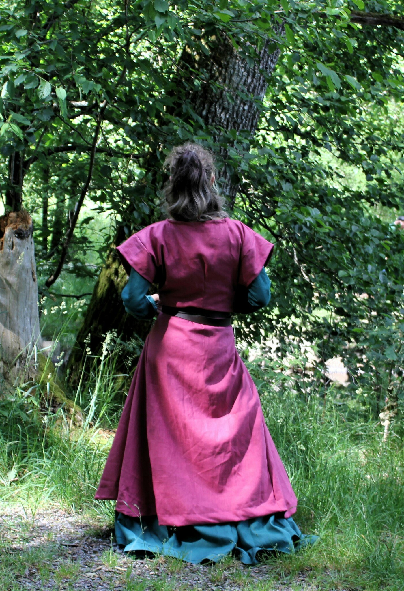 Rosa viking klänning i Linne
