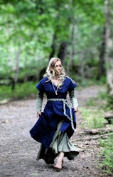 Blå 100% ull viking klänning