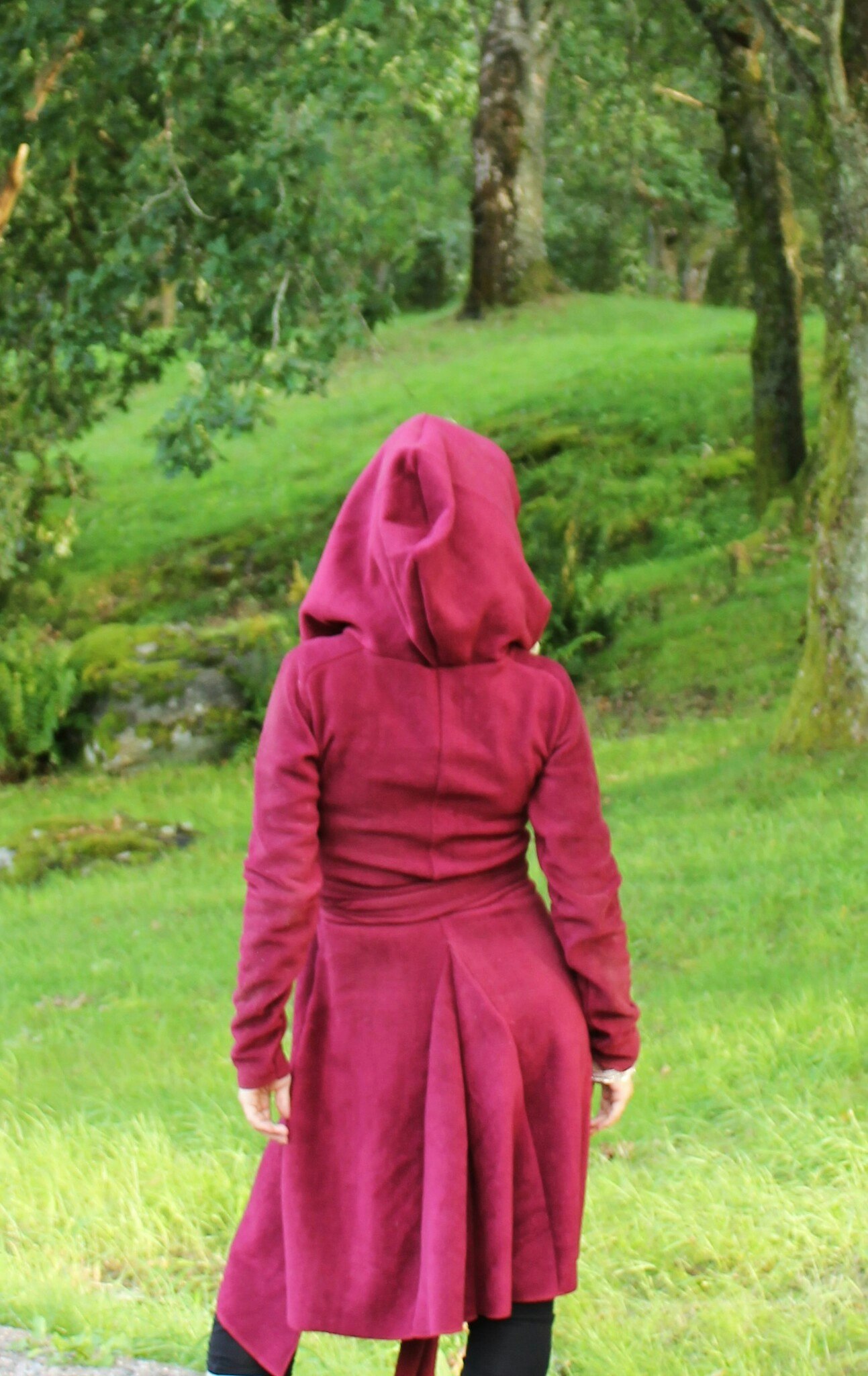 Vinröd fleece kofta