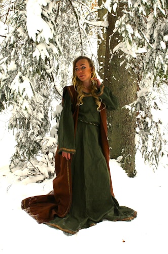 Brun 100% ull viking/medeltids klänning