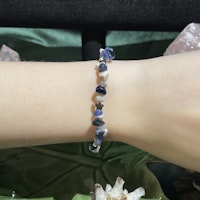 Armband - Sodalit - Chips - Silver Stjärnor