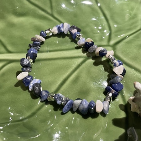Armband - Sodalit - Chips - Silver Stjärnor