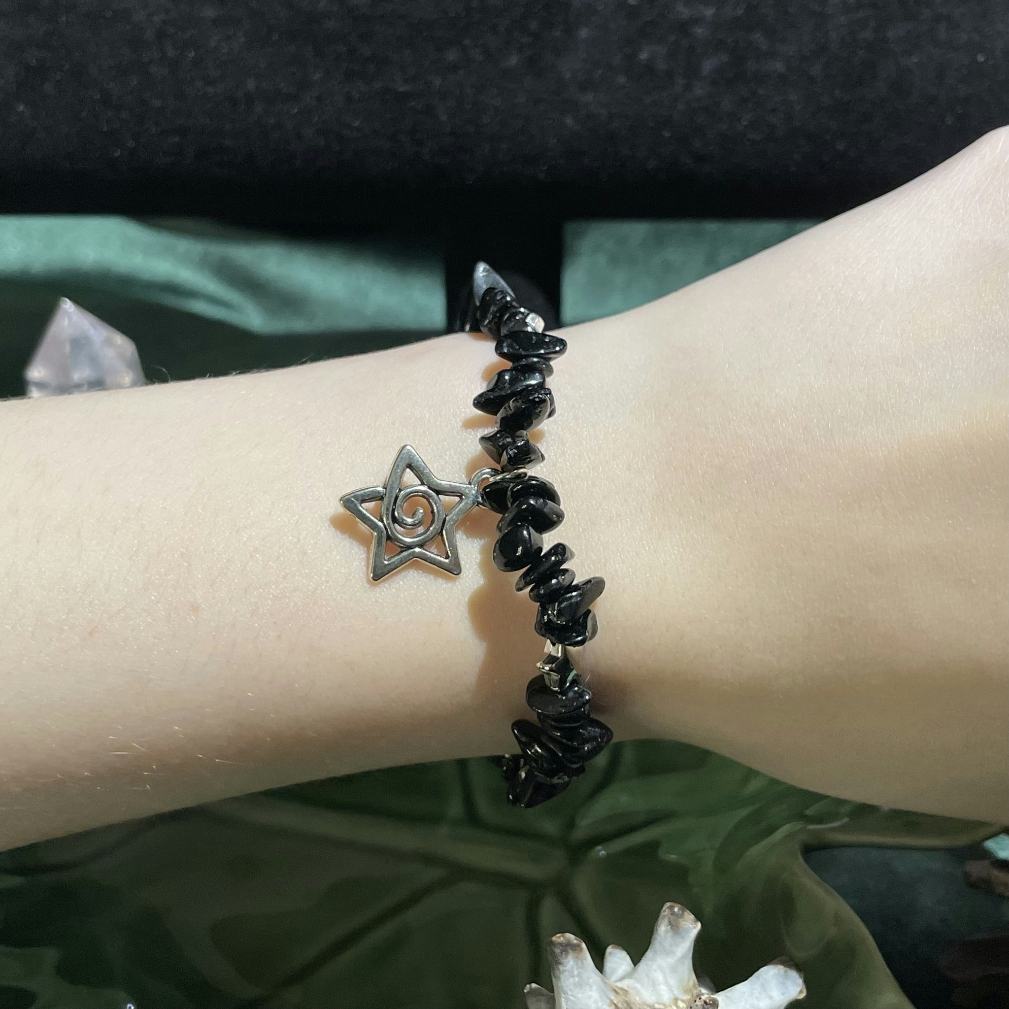 Armband - Turmalin - Chips - Stjärna Charm