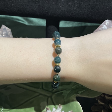 Armband - Mossagat - Rund - Guldpärlor
