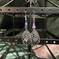 Örhängen - Ametist - Rund - Silver Blad Charms