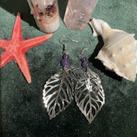 Örhängen - Ametist - Rund - Silver Blad Charms