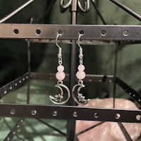 Örhängen - Rosenkvarts - Rund - Silver Måne Charm