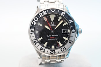 Sold Omega Seamaster GMT 50th Anniversary Box, Tag & Papers 2534.50