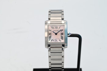 Sold: Cartier Tank Francaise Pink Mother of Pearl Dial ref: 2384 box&paper - 545
