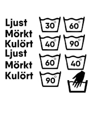 Dekal - Tvättsymboler + text