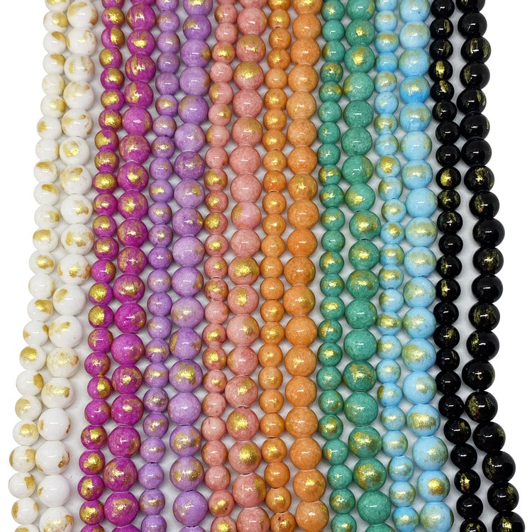 Stenpärlor 6 mm luminous lavender - guld