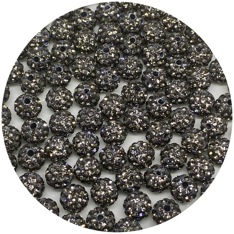 Shamballapärlor 6 mm gunblack