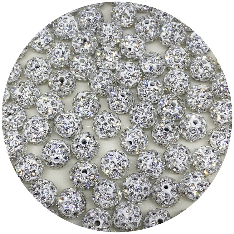 Shamballapärlor 8 mm vita