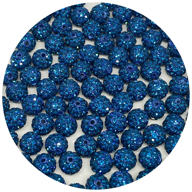 Shamballapärlor 8 mm mörkt turkosa