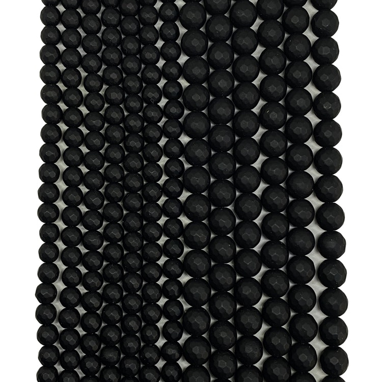 Mångfacetterade stenpärlor 6-8 mm svarta
